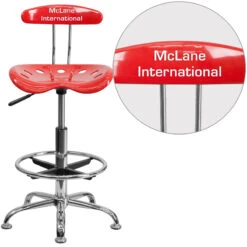 Personalized Vibrant Cherry Tomato And Chrome Drafting Stool With Tractor Seat - By Flash Furniture - Madison Seating