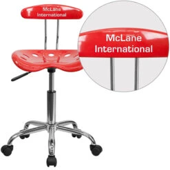 Personalized Vibrant Cherry Tomato And Chrome Swivel Task Chair With Tractor Seat - By Flash Furniture - Madison Seating