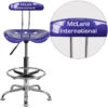 Personalized Vibrant Deep Blue And Chrome Drafting Stool With Tractor Seat - By Flash Furniture - Madison Seating