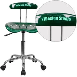 Personalized Vibrant Green And Chrome Swivel Task Chair With Tractor Seat - By Flash Furniture - Madison Seating