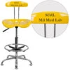Personalized Vibrant Orange-Yellow And Chrome Drafting Stool With Tractor Seat - By Flash Furniture - Madison Seating -Executive Chairs Sales Personalized Vibrant Orange Yellow and Chrome Drafting Stool with Tractor Seat by Flash Furniture