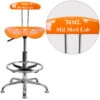 Personalized Vibrant Orange And Chrome Drafting Stool With Tractor Seat - By Flash Furniture - Madison Seating -Executive Chairs Sales Personalized Vibrant Orange and Chrome Drafting Stool with Tractor Seat by Flash Furniture