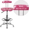 Personalized Vibrant Pink And Chrome Drafting Stool With Tractor Seat - By Flash Furniture - Madison Seating -Executive Chairs Sales Personalized Vibrant Pink and Chrome Drafting Stool with Tractor Seat by Flash Furniture 1