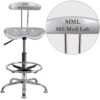 Personalized Vibrant Silver And Chrome Drafting Stool With Tractor Seat - By Flash Furniture - Madison Seating