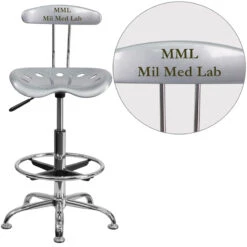 Personalized Vibrant Silver And Chrome Drafting Stool With Tractor Seat - By Flash Furniture - Madison Seating
