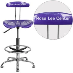 Personalized Vibrant Violet And Chrome Drafting Stool With Tractor Seat - By Flash Furniture - Madison Seating