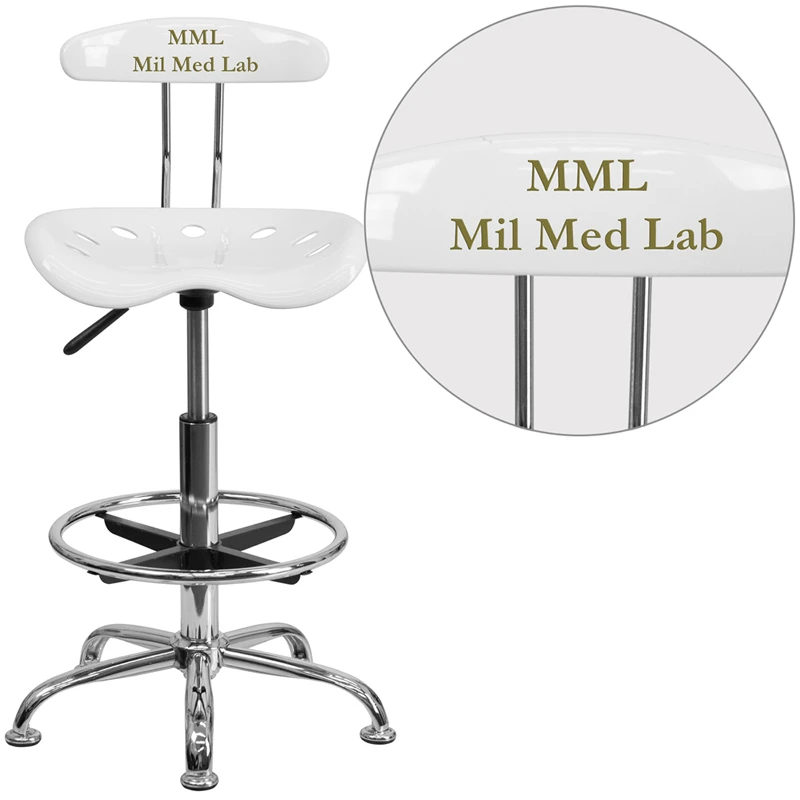 Personalized Vibrant White And Chrome Drafting Stool With Tractor Seat - By Flash Furniture - Madison Seating 3 Personalized Vibrant White And Chrome Drafting Stool With Tractor Seat - By Flash Furniture - Madison Seating