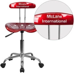 Personalized Vibrant Wine Red And Chrome Swivel Task Chair With Tractor Seat - By Flash Furniture - Madison Seating