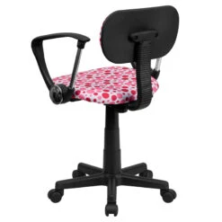 Pink Dot Printed Swivel Task Chair With Arms - By Flash Furniture - Madison Seating -Executive Chairs Sales Pink Dot Printed Swivel Task Chair with Arms by Flash Furniture 2