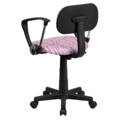 Pink And White Zebra Print Swivel Task Chair With Arms - By Flash Furniture - Madison Seating -Executive Chairs Sales Pink and White Zebra Print Swivel Task Chair with Arms by Flash Furniture 2