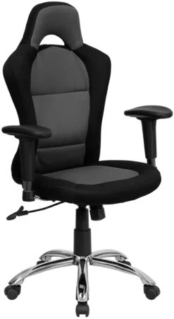 Race Car Inspired Gray And Black Mesh Swivel Task Chair With Bucket Seat And Adjustable Arms - By Flash Furniture - Madison Seating