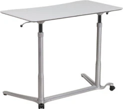 Sit-Down, Stand-Up Light Gray Computer Desk With 37.375''W Top (Adjustable Range 29'' - 40.75'') - By Flash Furniture - Madison Seating