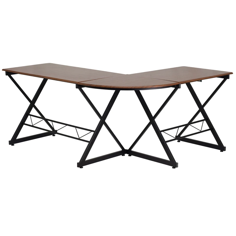 Teakwood Laminate L-Shape Computer Desk With Pull-Out Keyboard Tray - By Flash Furniture - Madison Seating 5 Teakwood Laminate L-Shape Computer Desk With Pull-Out Keyboard Tray - By Flash Furniture - Madison Seating - Image 3