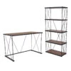 Vernon Hills Collection Antique Wood Grain Finish Computer Desk And Four Shelf Bookshelf With Chain Accent Metal Frame By Flash Furniture - Madison Seating