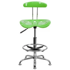 Vibrant Apple Green And Chrome Drafting Stool With Tractor Seat - By Flash Furniture - Madison Seating -Executive Chairs Sales Vibrant Apple Green and Chrome Drafting Stool with Tractor Seat by Flash Furniture 3