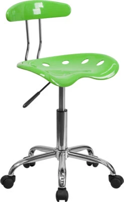 Vibrant Apple Green And Chrome Swivel Task Chair With Tractor Seat - By Flash Furniture - Madison Seating