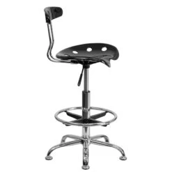 Vibrant Black And Chrome Drafting Stool With Tractor Seat - By Flash Furniture - Madison Seating -Executive Chairs Sales Vibrant Black and Chrome Drafting Stool with Tractor Seat by Flash Furniture 1