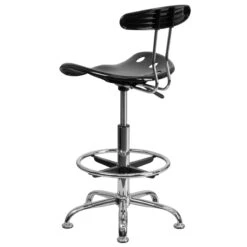 Vibrant Black And Chrome Drafting Stool With Tractor Seat - By Flash Furniture - Madison Seating -Executive Chairs Sales Vibrant Black and Chrome Drafting Stool with Tractor Seat by Flash Furniture 2