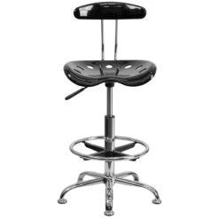 Vibrant Black And Chrome Drafting Stool With Tractor Seat - By Flash Furniture - Madison Seating -Executive Chairs Sales Vibrant Black and Chrome Drafting Stool with Tractor Seat by Flash Furniture 3