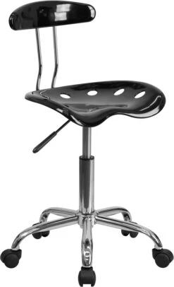 Vibrant Black And Chrome Swivel Task Chair With Tractor Seat - By Flash Furniture - Madison Seating