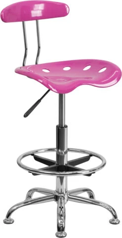 Vibrant Candy Heart And Chrome Drafting Stool With Tractor Seat - By Flash Furniture - Madison Seating