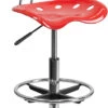 Vibrant Cherry Tomato And Chrome Drafting Stool With Tractor Seat - By Flash Furniture - Madison Seating -Executive Chairs Sales Vibrant Cherry Tomato and Chrome Drafting Stool with Tractor Seat by Flash Furniture