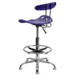 Vibrant Deep Blue And Chrome Drafting Stool With Tractor Seat - By Flash Furniture - Madison Seating -Executive Chairs Sales Vibrant Deep Blue and Chrome Drafting Stool with Tractor Seat by Flash Furniture 4