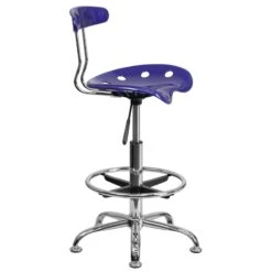 Vibrant Deep Blue And Chrome Drafting Stool With Tractor Seat - By Flash Furniture - Madison Seating -Executive Chairs Sales Vibrant Deep Blue and Chrome Drafting Stool with Tractor Seat by Flash Furniture 5