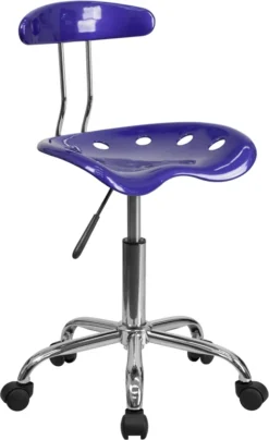 Vibrant Deep Blue And Chrome Swivel Task Chair With Tractor Seat - By Flash Furniture - Madison Seating