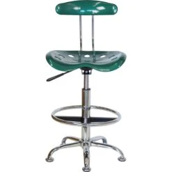 Vibrant Green And Chrome Drafting Stool With Tractor Seat - By Flash Furniture - Madison Seating -Executive Chairs Sales Vibrant Green and Chrome Drafting Stool with Tractor Seat by Flash Furniture 5