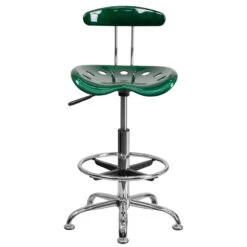 Vibrant Green And Chrome Drafting Stool With Tractor Seat - By Flash Furniture - Madison Seating -Executive Chairs Sales Vibrant Green and Chrome Drafting Stool with Tractor Seat by Flash Furniture 6