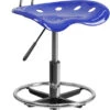 Vibrant Nautical Blue And Chrome Drafting Stool With Tractor Seat - By Flash Furniture - Madison Seating -Executive Chairs Sales Vibrant Nautical Blue and Chrome Drafting Stool with Tractor Seat by Flash Furniture