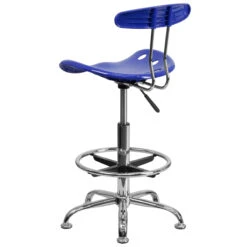 Vibrant Nautical Blue And Chrome Drafting Stool With Tractor Seat - By Flash Furniture - Madison Seating -Executive Chairs Sales Vibrant Nautical Blue and Chrome Drafting Stool with Tractor Seat by Flash Furniture 2
