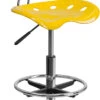 Vibrant Orange-Yellow And Chrome Drafting Stool With Tractor Seat - By Flash Furniture - Madison Seating -Executive Chairs Sales Vibrant Orange Yellow and Chrome Drafting Stool with Tractor Seat by Flash Furniture