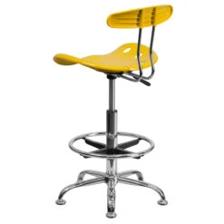 Vibrant Orange-Yellow And Chrome Drafting Stool With Tractor Seat - By Flash Furniture - Madison Seating -Executive Chairs Sales Vibrant Orange Yellow and Chrome Drafting Stool with Tractor Seat by Flash Furniture 2