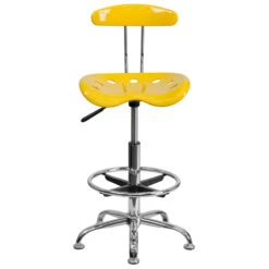 Vibrant Orange-Yellow And Chrome Drafting Stool With Tractor Seat - By Flash Furniture - Madison Seating -Executive Chairs Sales Vibrant Orange Yellow and Chrome Drafting Stool with Tractor Seat by Flash Furniture 3