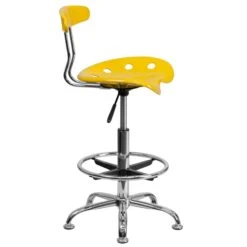 Vibrant Orange-Yellow And Chrome Drafting Stool With Tractor Seat - By Flash Furniture - Madison Seating -Executive Chairs Sales Vibrant Orange Yellow and Chrome Drafting Stool with Tractor Seat by Flash Furniture 5