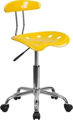 Vibrant Orange-Yellow And Chrome Swivel Task Chair With Tractor Seat - By Flash Furniture - Madison Seating