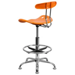 Vibrant Orange And Chrome Drafting Stool With Tractor Seat - By Flash Furniture - Madison Seating -Executive Chairs Sales Vibrant Orange and Chrome Drafting Stool with Tractor Seat by Flash Furniture 2