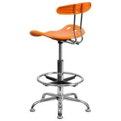 Vibrant Orange And Chrome Drafting Stool With Tractor Seat - By Flash Furniture - Madison Seating -Executive Chairs Sales Vibrant Orange and Chrome Drafting Stool with Tractor Seat by Flash Furniture 4