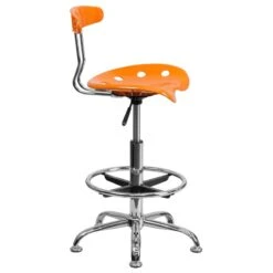 Vibrant Orange And Chrome Drafting Stool With Tractor Seat - By Flash Furniture - Madison Seating -Executive Chairs Sales Vibrant Orange and Chrome Drafting Stool with Tractor Seat by Flash Furniture 5