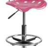 Vibrant Pink And Chrome Drafting Stool With Tractor Seat - By Flash Furniture - Madison Seating -Executive Chairs Sales Vibrant Pink and Chrome Drafting Stool with Tractor Seat by Flash Furniture