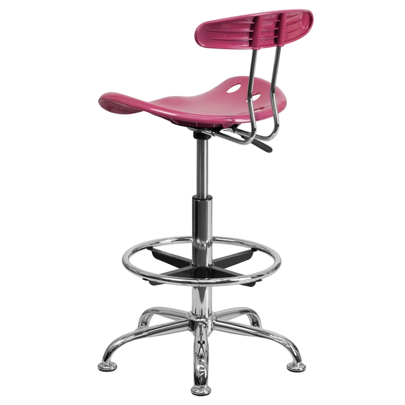 Vibrant Pink And Chrome Drafting Stool With Tractor Seat - By Flash Furniture - Madison Seating 5 Vibrant Pink And Chrome Drafting Stool With Tractor Seat - By Flash Furniture - Madison Seating - Image 3