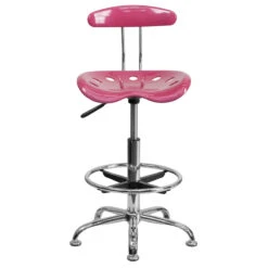 Vibrant Pink And Chrome Drafting Stool With Tractor Seat - By Flash Furniture - Madison Seating 10 Vibrant Pink And Chrome Drafting Stool With Tractor Seat - By Flash Furniture - Madison Seating -Executive Chairs Sales Vibrant Pink and Chrome Drafting Stool with Tractor Seat by Flash Furniture 3