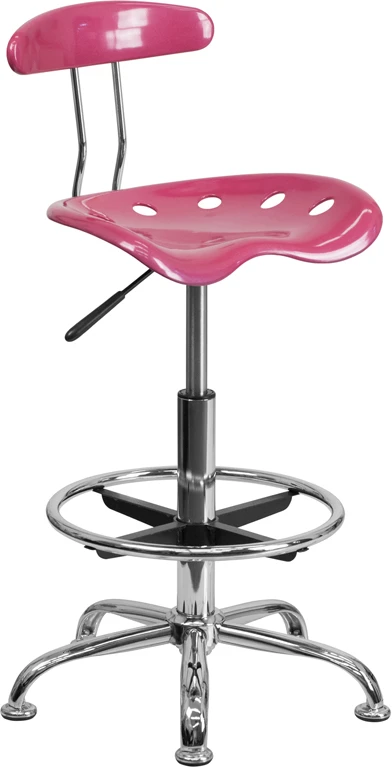 Vibrant Pink And Chrome Drafting Stool With Tractor Seat - By Flash Furniture - Madison Seating 3 Vibrant Pink And Chrome Drafting Stool With Tractor Seat - By Flash Furniture - Madison Seating