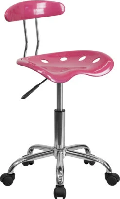 Vibrant Pink And Chrome Swivel Task Chair With Tractor Seat - By Flash Furniture - Madison Seating