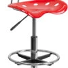 Vibrant Red And Chrome Drafting Stool With Tractor Seat - By Flash Furniture - Madison Seating -Executive Chairs Sales Vibrant Red and Chrome Drafting Stool with Tractor Seat by Flash Furniture