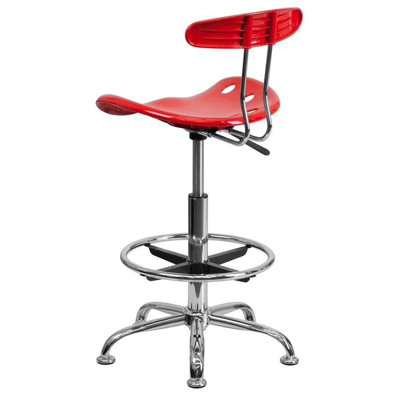 Vibrant Red And Chrome Drafting Stool With Tractor Seat - By Flash Furniture - Madison Seating 5 Vibrant Red And Chrome Drafting Stool With Tractor Seat - By Flash Furniture - Madison Seating - Image 3
