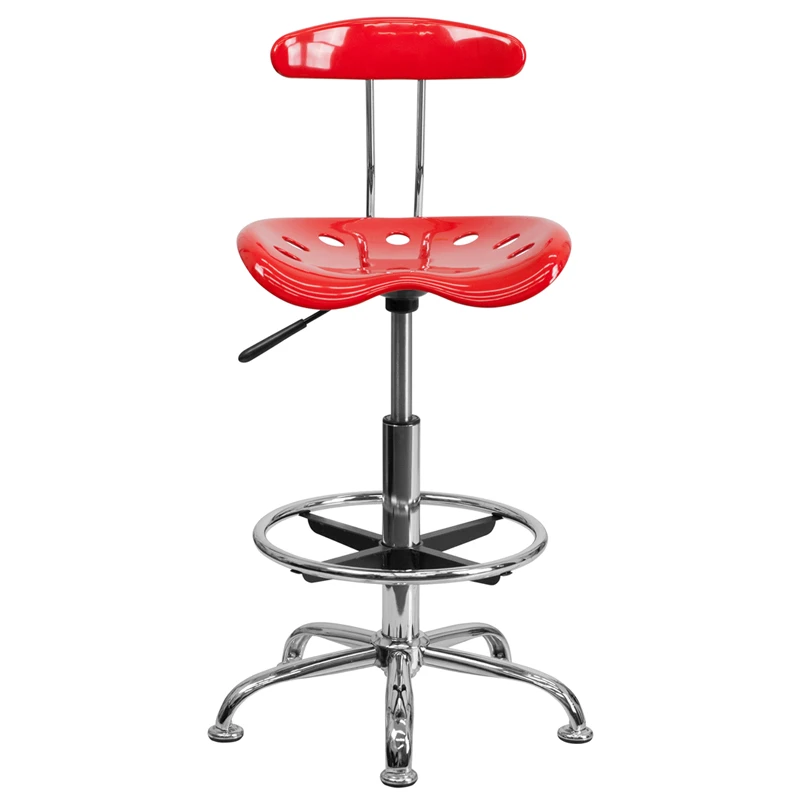 Vibrant Red And Chrome Drafting Stool With Tractor Seat - By Flash Furniture - Madison Seating 6 Vibrant Red And Chrome Drafting Stool With Tractor Seat - By Flash Furniture - Madison Seating - Image 4