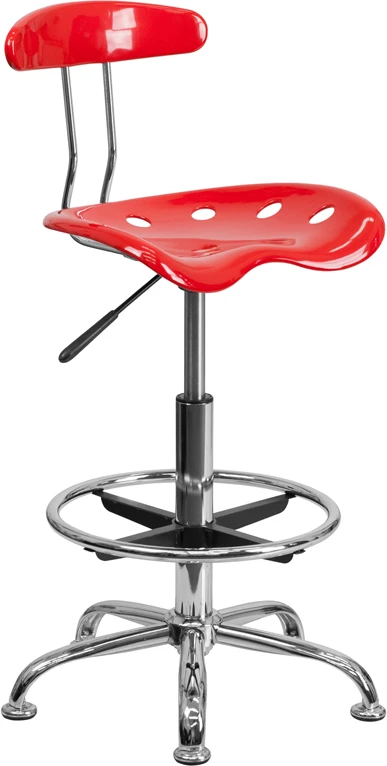 Vibrant Red And Chrome Drafting Stool With Tractor Seat - By Flash Furniture - Madison Seating 3 Vibrant Red And Chrome Drafting Stool With Tractor Seat - By Flash Furniture - Madison Seating